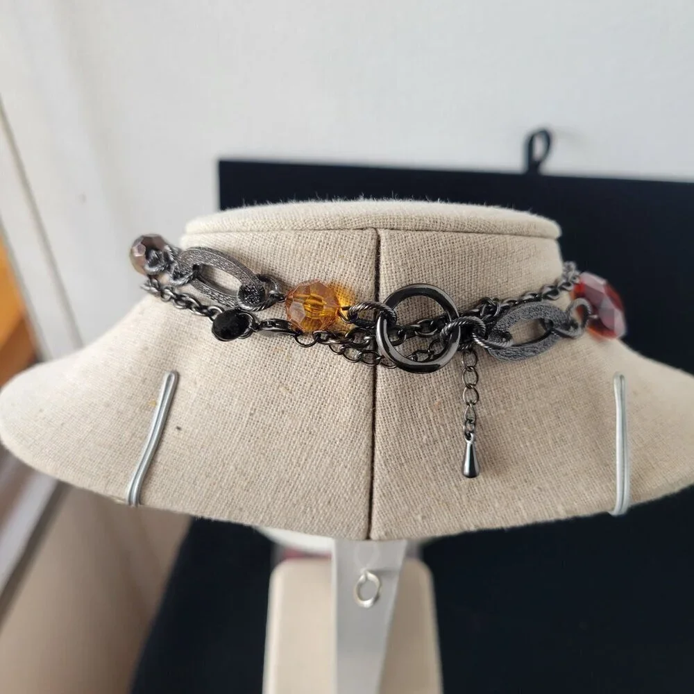 Lia Sophia Root Beer Assorted Beads on Hematite Chain